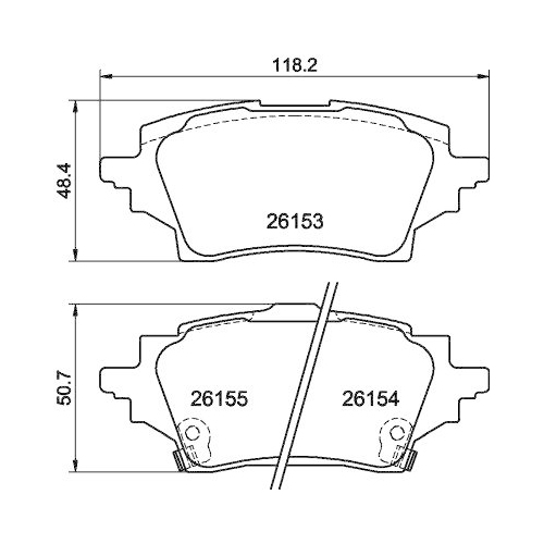 Bremsbelagsatz Scheibenbremse Hella 8DB 355 040-221 f&uuml;r Mazda Suzuki Toyota