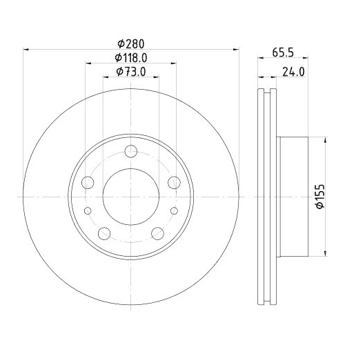 Bremsscheibe Hella 8DD 355 132-141 Pro f&uuml;r Citro&euml;n Fiat Peugeot Vorderachse