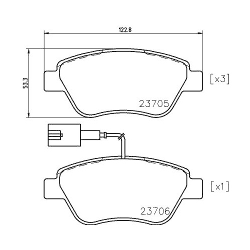 Bremsbelagsatz Scheibenbremse Hella 8DB 355 018-821 f&uuml;r Alfa Romeo Fiat Lancia