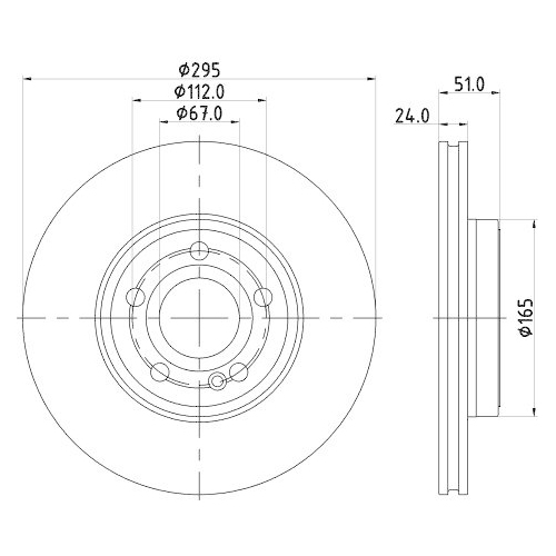 Bremsscheibe Hella 8DD 355 133-381 Pro High Carbon f&uuml;r Mercedes Benz Vorderachse