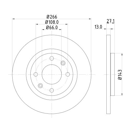 Bremsscheibe Hella 8DD 355 105-751 Pro f&uuml;r Citro&euml;n Peugeot Vorderachse