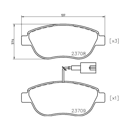 Bremsbelagsatz Scheibenbremse Hella 8DB 355 018-831 f&uuml;r Alfa Romeo Fiat Lancia