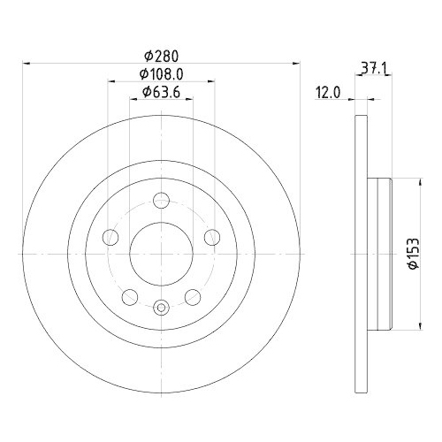 Bremsscheibe Hella 8DD 355 133-411 Pro f&uuml;r Volvo Hinterachse