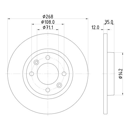 Brake Disc Hella 8DD 355 133-691 Pro for Opel Rear Axle