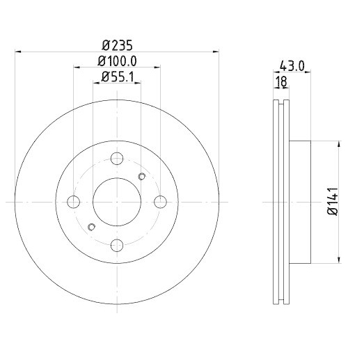 Bremsscheibe Hella 8DD 355 107-281 Pro f&uuml;r Toyota Vorderachse