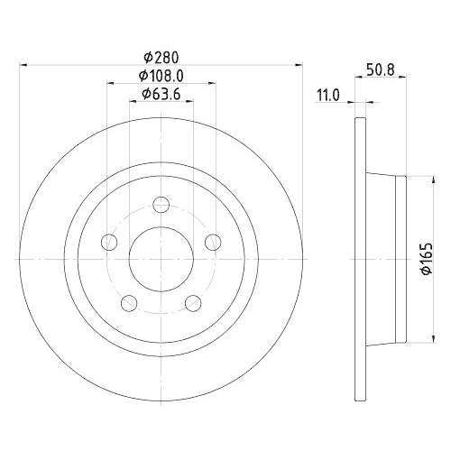 Bremsscheibe Hella 8DD 355 133-741 Pro f&uuml;r Ford Hinterachse