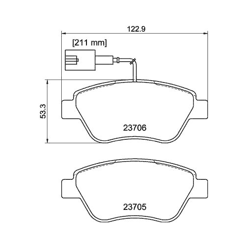 Bremsbelagsatz Scheibenbremse Hella 8DB 355 016-071 f&uuml;r Alfa Romeo Citro&euml;n Fiat