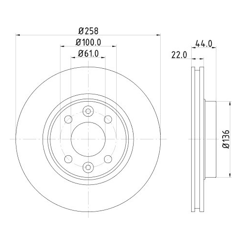 Bremsscheibe Hella 8DD 355 129-621 Pro High Carbon f&uuml;r Renault Dacia Smart