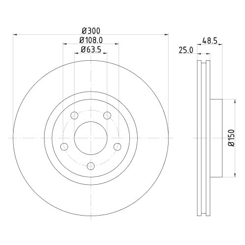 Bremsscheibe Hella 8DD 355 128-471 Pro High Carbon f&uuml;r Ford Volvo Ford (changan)