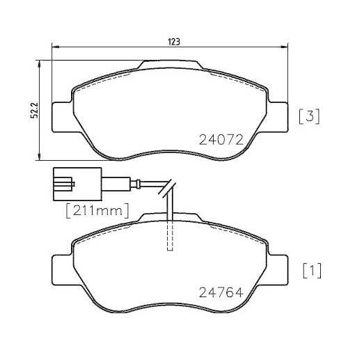 Bremsbelagsatz Scheibenbremse Hella 8DB 355 014-471 f&uuml;r Fiat Ford Ferrari