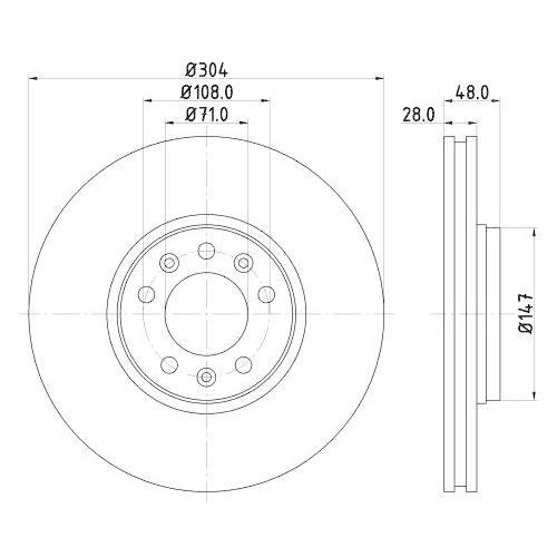 Bremsscheibe Hella 8DD 355 113-671 f&uuml;r Citro&euml;n Fiat Peugeot Toyota Ferrari