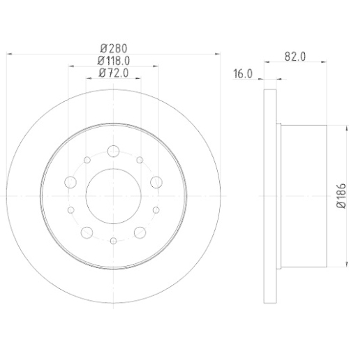 Bremsscheibe Hella 8DD 355 113-711 f&uuml;r Citro&euml;n Fiat Peugeot Ferrari Hinterachse