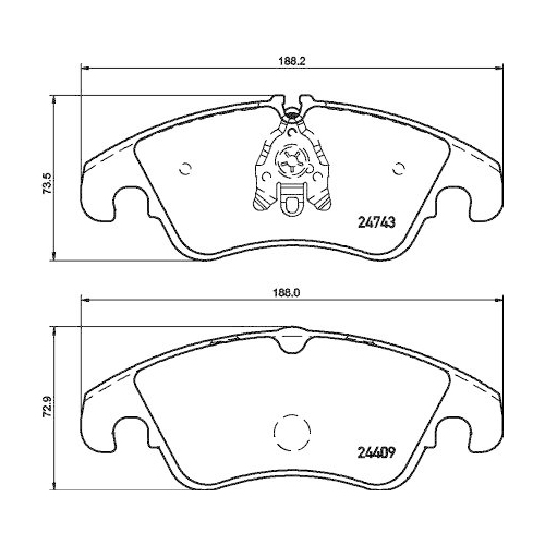 Bremsbelagsatz Scheibenbremse Hella 8DB 355 013-751 f&uuml;r Audi Seat Skoda VW