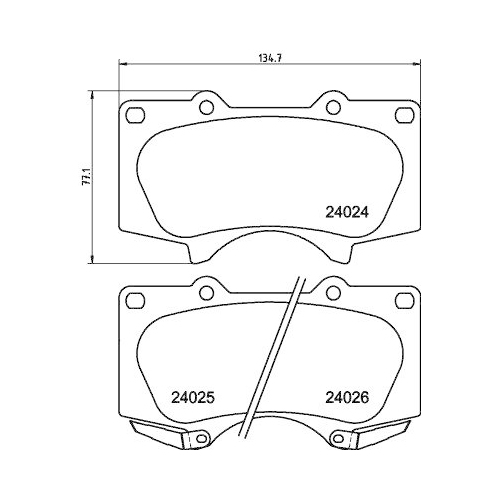 Bremsbelagsatz Scheibenbremse Hella 8DB 355 014-121 f&uuml;r Mitsubishi Toyota Lexus