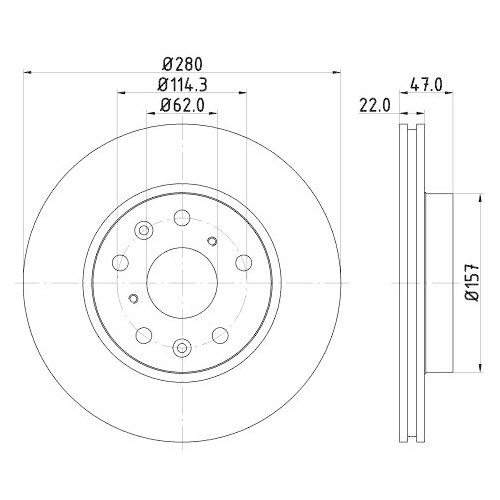 Bremsscheibe Hella 8DD 355 113-631 f&uuml;r Fiat Suzuki Ferrari Vorderachse