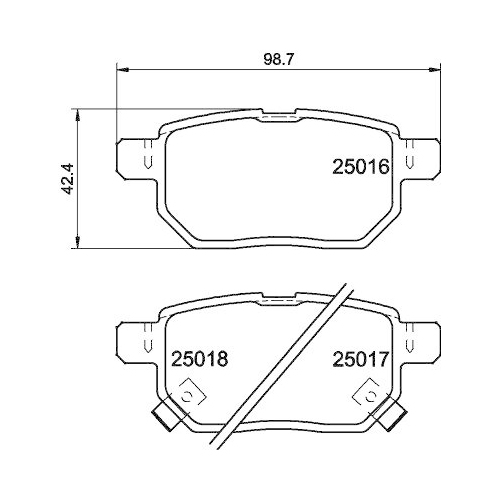 Bremsbelagsatz Scheibenbremse Hella 8DB 355 014-991 f&uuml;r Toyota Lexus Hinterachse