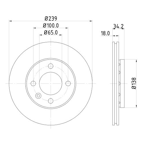 Bremsscheibe Hella 8DD 355 104-211 Pro f&uuml;r Audi Seat Skoda VW Vorderachse