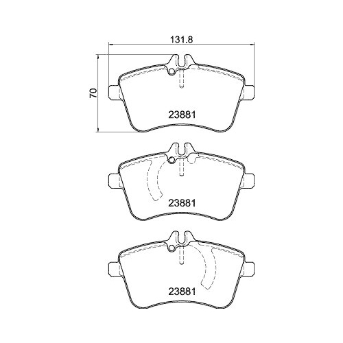Bremsbelagsatz Scheibenbremse Hella 8DB 355 010-331 f&uuml;r Mercedes Benz Evobus