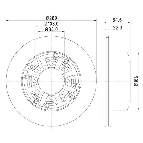 Bremsscheibe Hella 8DD 355 105-791 f&uuml;r Iveco Meritor Hinterachse