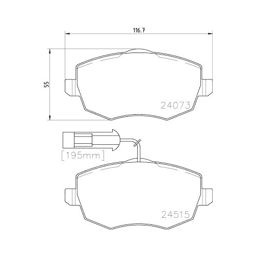 Bremsbelagsatz Scheibenbremse Hella 8DB 355 012-851 f&uuml;r Lancia Vorderachse
