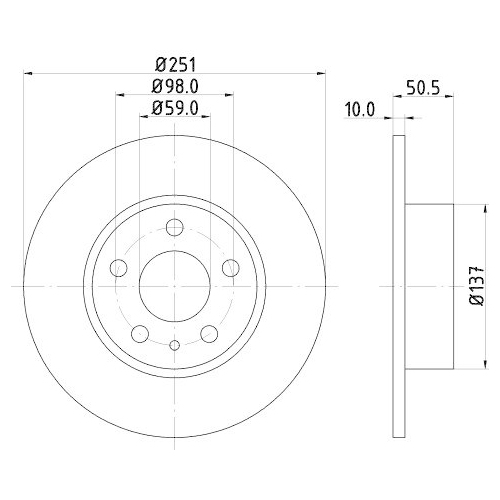 Bremsscheibe Hella 8DD 355 101-971 Pro f&uuml;r Alfa Romeo Fiat Lancia Ferrari Amc