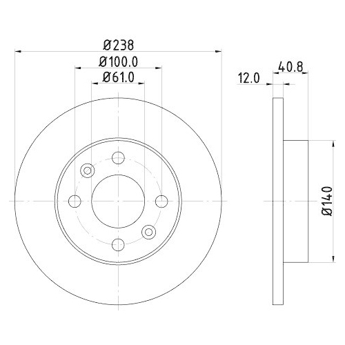Bremsscheibe Hella 8DD 355 101-241 Pro f&uuml;r Renault Dacia Amc Vorderachse