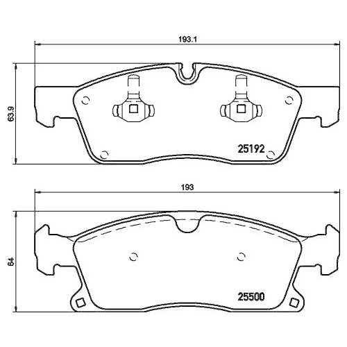 Bremsbelagsatz Scheibenbremse Hella 8DB 355 019-821 für Mercedes Benz Evobus Amc