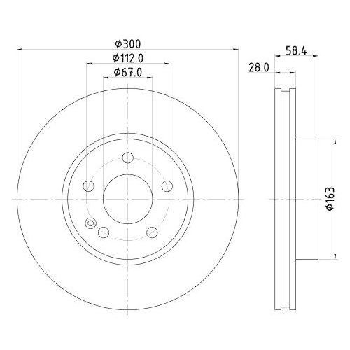 Bremsscheibe Hella 8DD 355 128-131 Pro High Carbon f&uuml;r Mercedes Benz Vorderachse
