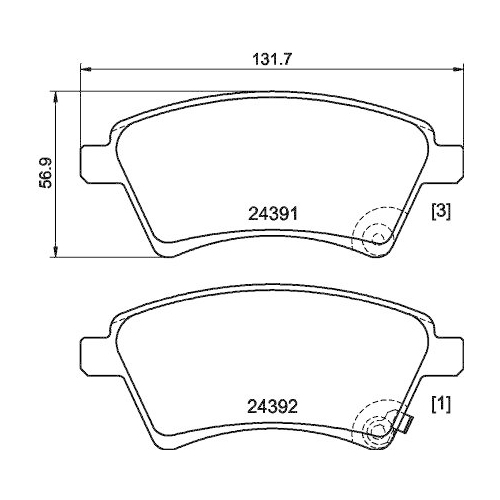 Bremsbelagsatz Scheibenbremse Hella 8DB 355 012-511 f&uuml;r Fiat Suzuki Ferrari
