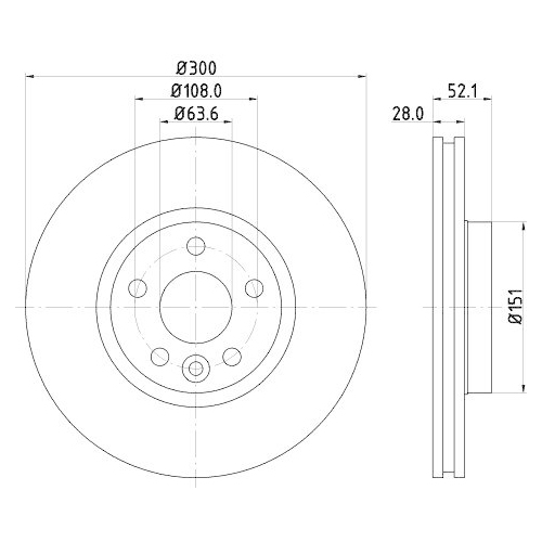 Bremsscheibe Hella 8DD 355 129-491 Pro High Carbon f&uuml;r Ford Volvo Land Rover