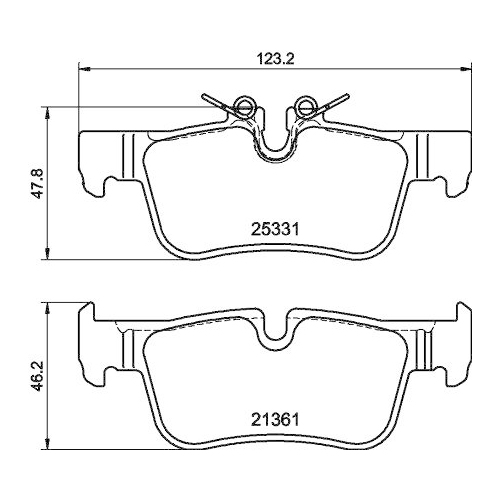 Bremsbelagsatz Scheibenbremse Hella 8DB 355 021-681 f&uuml;r Bmw Mini Amc Hinterachse