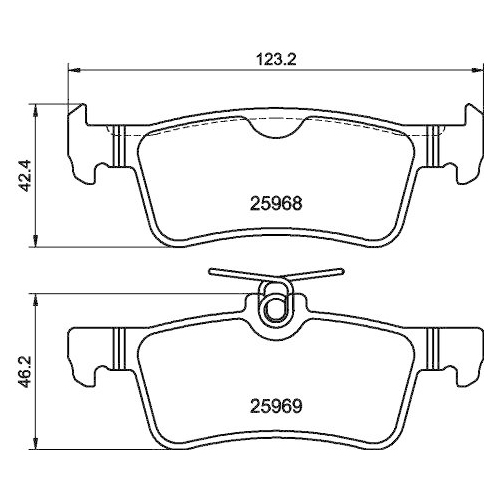 Bremsbelagsatz Scheibenbremse Hella 8DB 355 021-701 f&uuml;r Peugeot Hinterachse