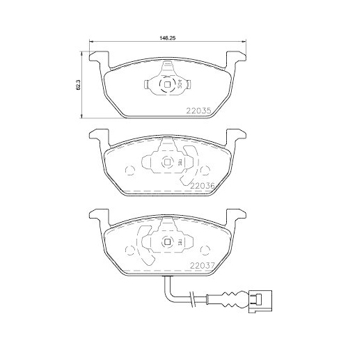 Bremsbelagsatz Scheibenbremse Hella 8DB 355 021-951 f&uuml;r Audi Seat Skoda VW Amc