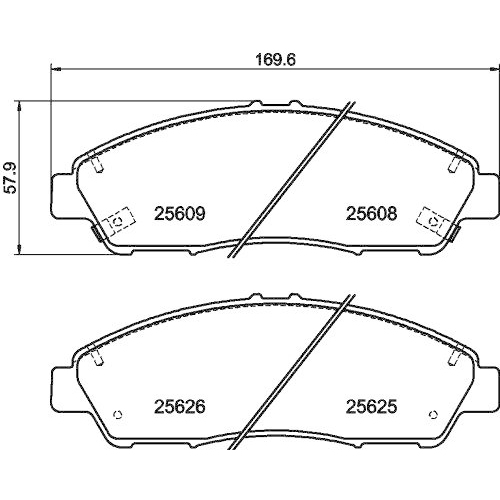 Bremsbelagsatz Scheibenbremse Hella 8DB 355 020-211 f&uuml;r Honda Acura Amc