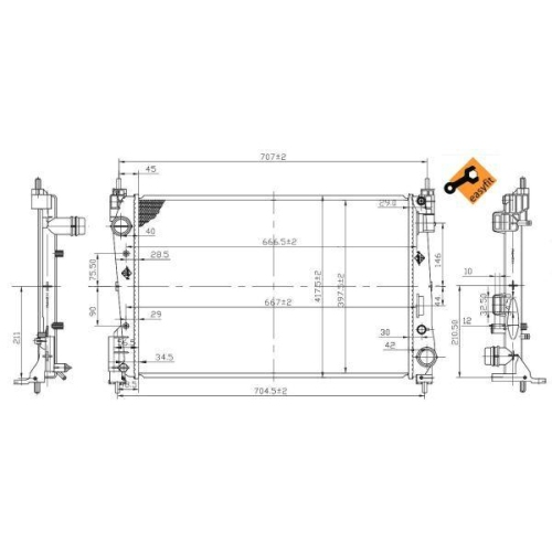 Radiator Engine Cooling Nrf 53455 Easy Fit for Fiat Opel Vauxhall