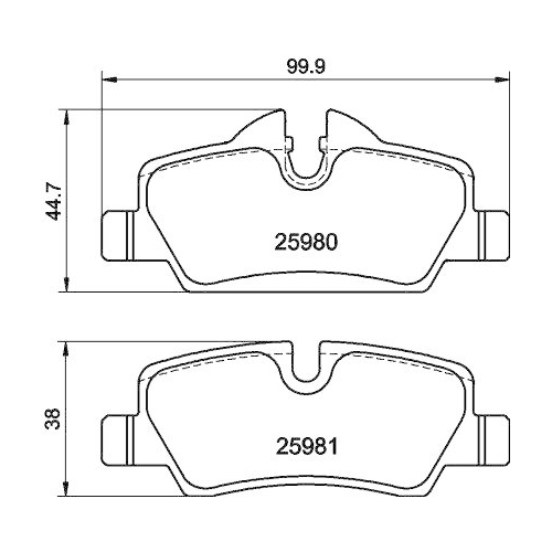 Bremsbelagsatz Scheibenbremse Hella 8DB 355 021-481 f&uuml;r Mini Amc Hinterachse