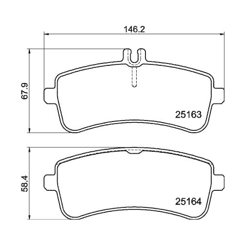 Bremsbelagsatz Scheibenbremse Hella 8DB 355 021-521 f&uuml;r Mercedes Benz Amc