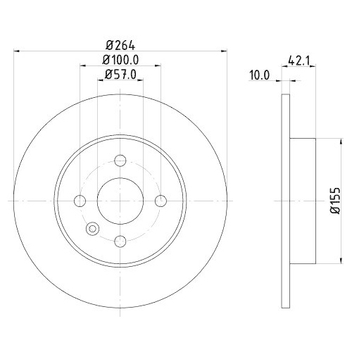 Bremsscheibe Hella 8DD 355 110-271 Pro f&uuml;r Opel Vauxhall Holden Hinterachse