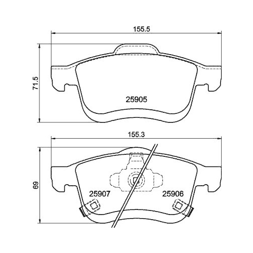 Bremsbelagsatz Scheibenbremse Hella 8DB 355 021-801 f&uuml;r Fiat Amc Vorderachse