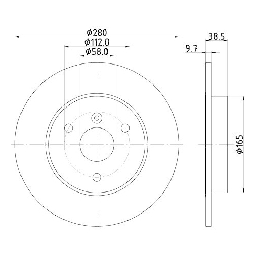 Bremsscheibe Hella 8DD 355 113-561 Pro f&uuml;r Smart Vorderachse