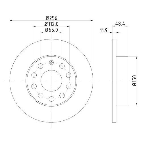 Bremsscheibe Hella 8DD 355 109-641 Pro f&uuml;r Audi Seat Skoda VW Vw (faw) Vw (svw)