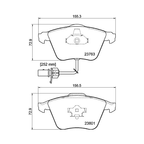 Bremsbelagsatz Scheibenbremse Hella 8DB 355 009-201 f&uuml;r Audi Seat Skoda VW