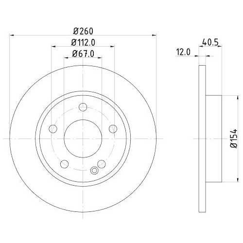 Bremsscheibe Hella 8DD 355 105-971 Pro f&uuml;r Mercedes Benz Mercedes Benz Evobus