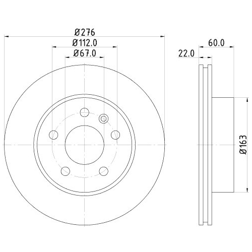 Brake Disc Hella 8DD 355 127-231 Pro High Carbon for Mercedes Benz Mercedes Benz