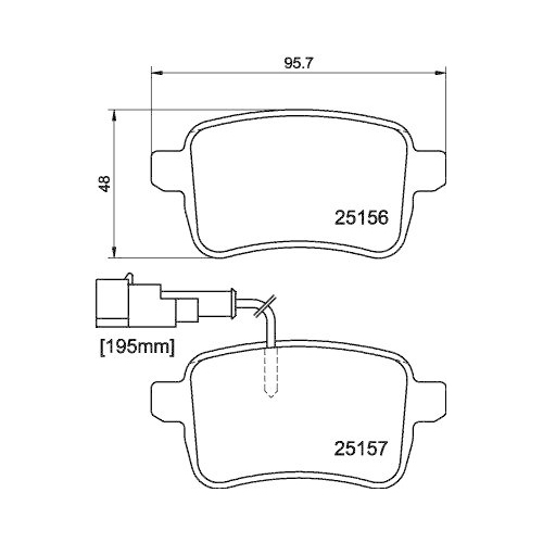 Bremsbelagsatz Scheibenbremse Hella 8DB 355 015-541 f&uuml;r Alfa Romeo Hinterachse