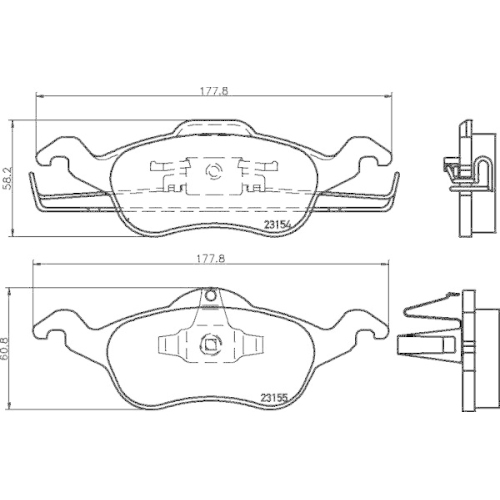 Bremsbelagsatz Scheibenbremse Hella 8DB 355 008-621 f&uuml;r Ford Vorderachse