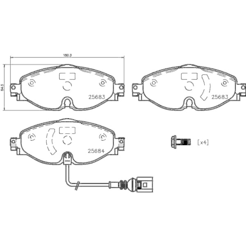 Bremsbelagsatz Scheibenbremse Hella 8DB 355 020-191 für Audi Seat Skoda VW Amc
