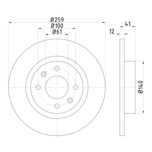 Bremsscheibe Hella 8DD 355 115-271 Pro f&uuml;r Renault Dacia Smart Vorderachse