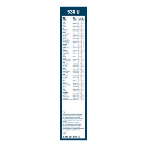 Wischblatt Bosch 3397004584 Twin für Fiat Lancia Nissan Fendt Beifahrerseitig