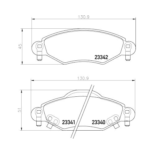 Bremsbelagsatz Scheibenbremse Hella 8DB 355 010-791 f&uuml;r Toyota Vorderachse